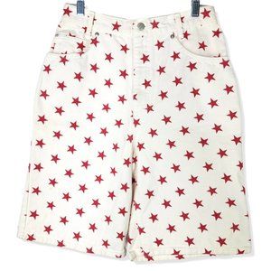 Vintage Mixed Blues White Red Stars Denim Jean Shorts